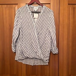 New with tags, olive and oak striped blouse